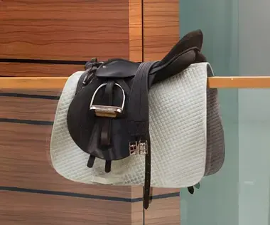 Interim Management Unternehmensführung: Das Bild zeigt einen Reitsattel in einem Büro-Umfeld.