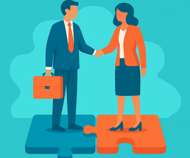 Post Merger Integration: Das Visual verdeutlicht die Integration von Unternehmen nach einem Zusammenschluss.