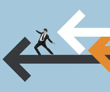 Mann surft auf Pfeilen: Symbol für Erfolg